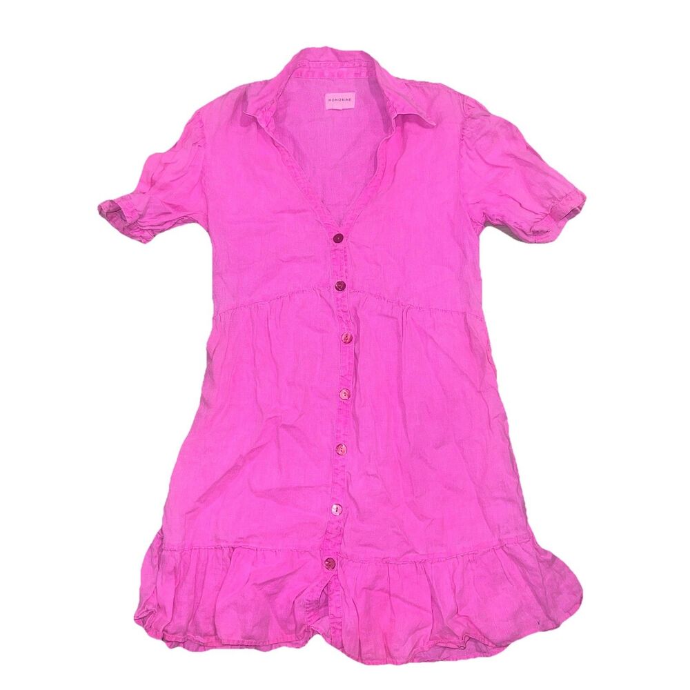 Honorine Cotton Gauze Mini Dress In Hot Pink Size XSmall XS